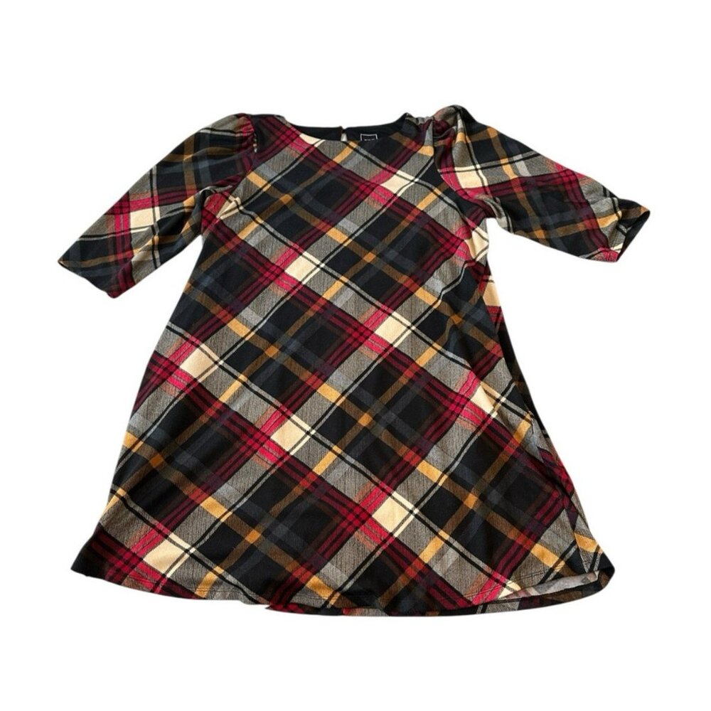 Jessica Howard JH Madras‎ Plaid Dress with Lining 1X 3/4 Sleeve Pockets Pullover